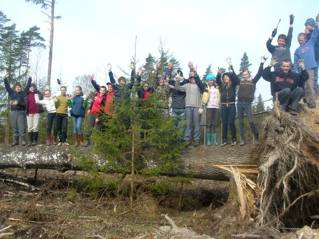 Kā Jaunpils skolēni eglītes stādīja