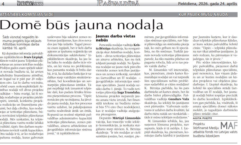 Domē būs jauna nodaļa