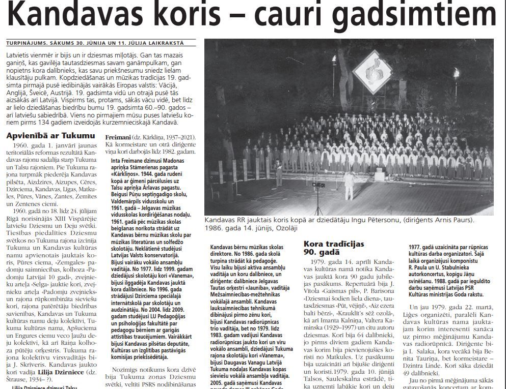 Kandavas koris – cauri gadsimtiem – 134 gadu garumā