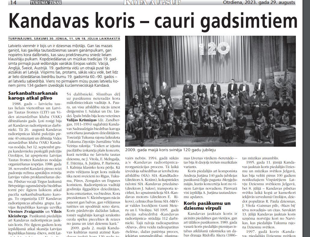 Trīs Dziesmu svētki Kandavas novadā