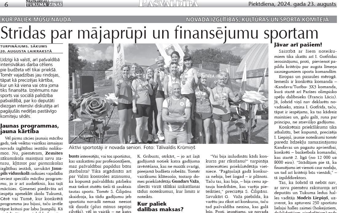 Strīdas par mājaprūpi un finansējumu sportam