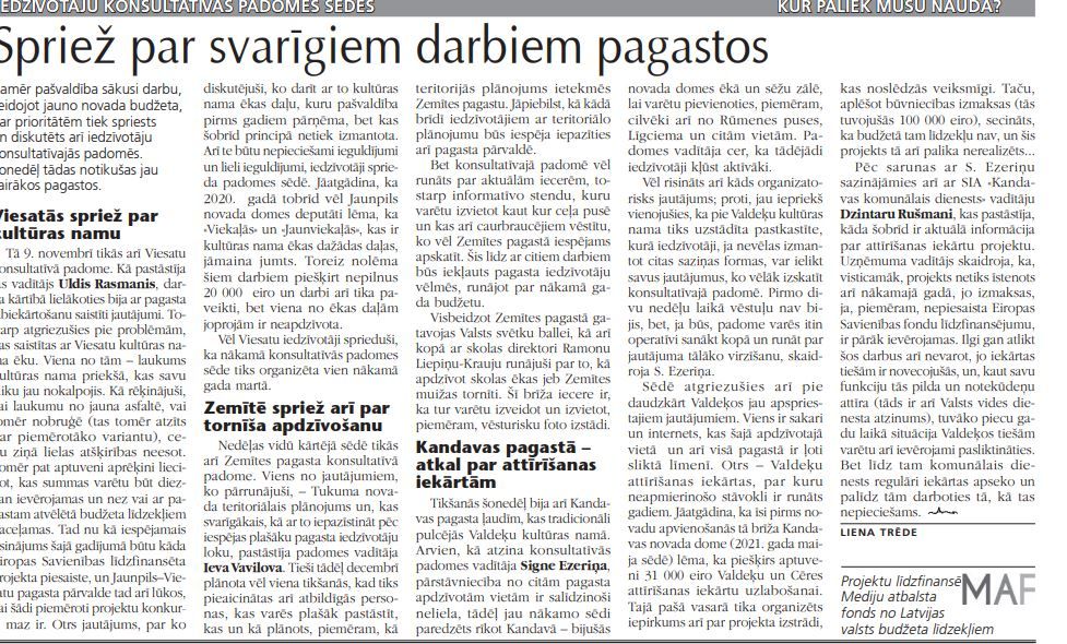 Spriež par svarīgiem darbiem pagastos