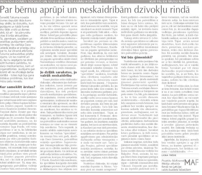 Par bērnu aprūpi un neskaidrībām dzīvokļu rindā