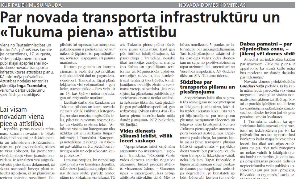 Top novada transporta infrastruktūras attīstības plāns