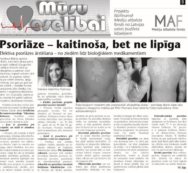 Psoriāze – kaitinoša, bet ne lipīga