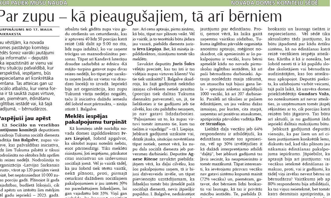 Par zupu – kā pieaugušajiem, tā arī bērniem