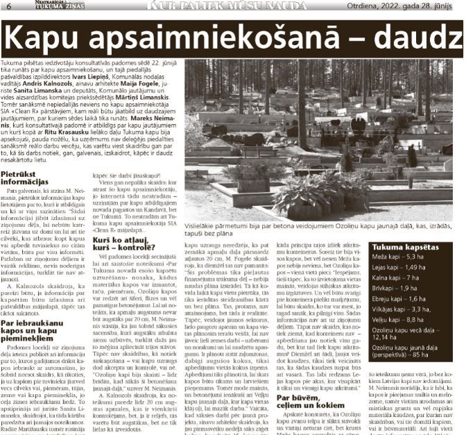 Kapu apsaimniekošanā – daudz neatbildētu jautājumu