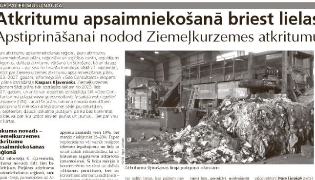 Atkritumu apsaimniekošanā briest lielas pārmaiņas. Vai esam tām gatavi?!