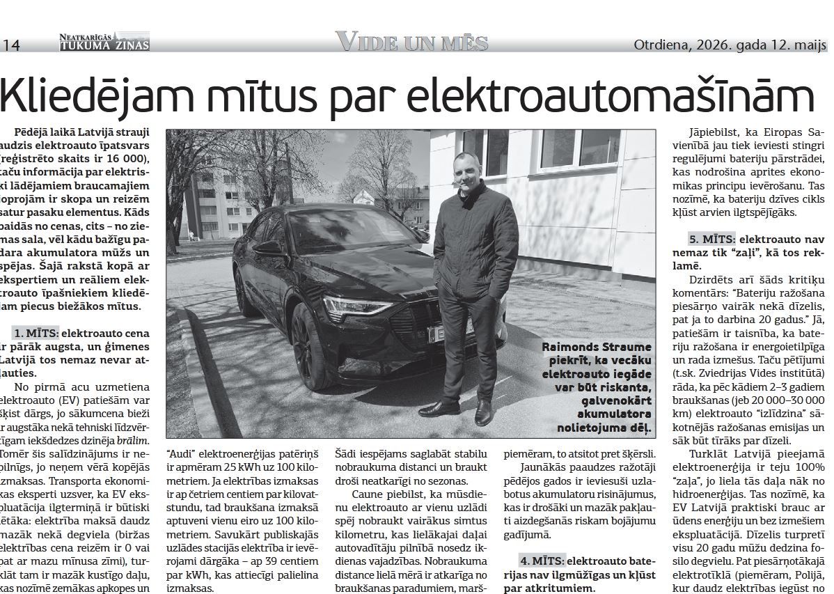 Kliedējam mītus par elektroautomašīnām