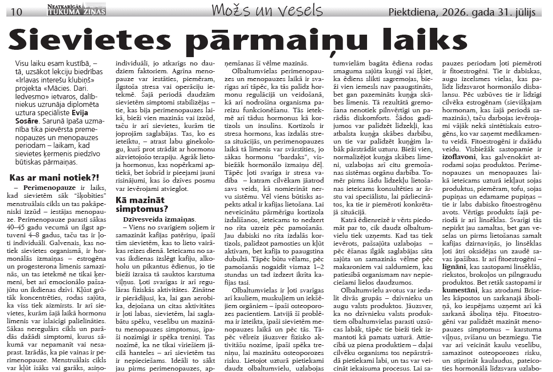 Sievietes pārmaiņu laiks 