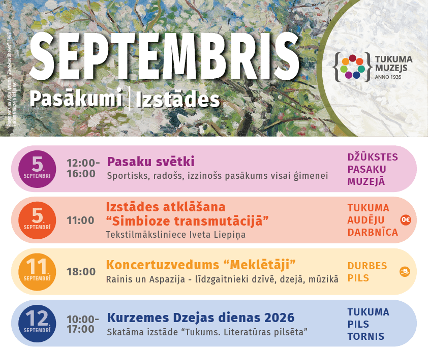 Tukuma muzeja aktualitātes septembrī