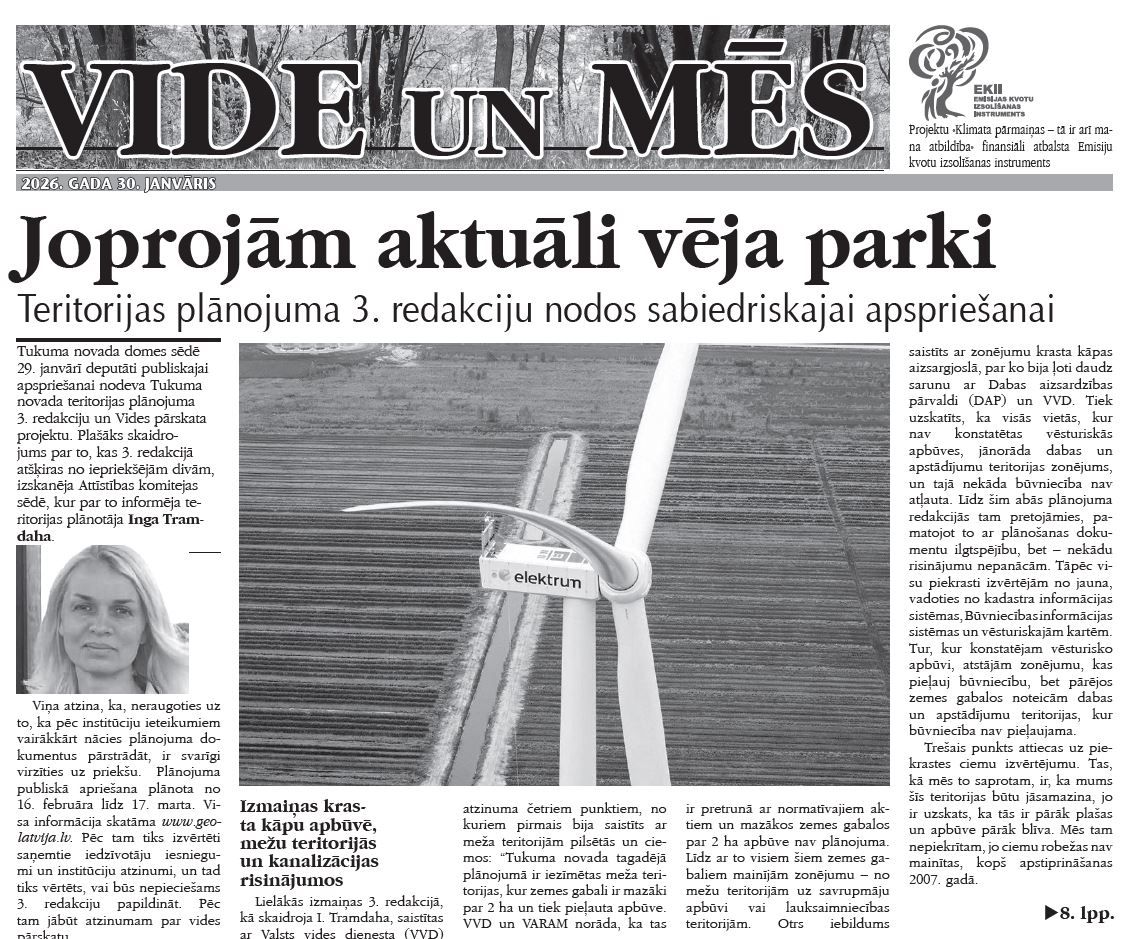 Joprojām aktuāli vēja parki