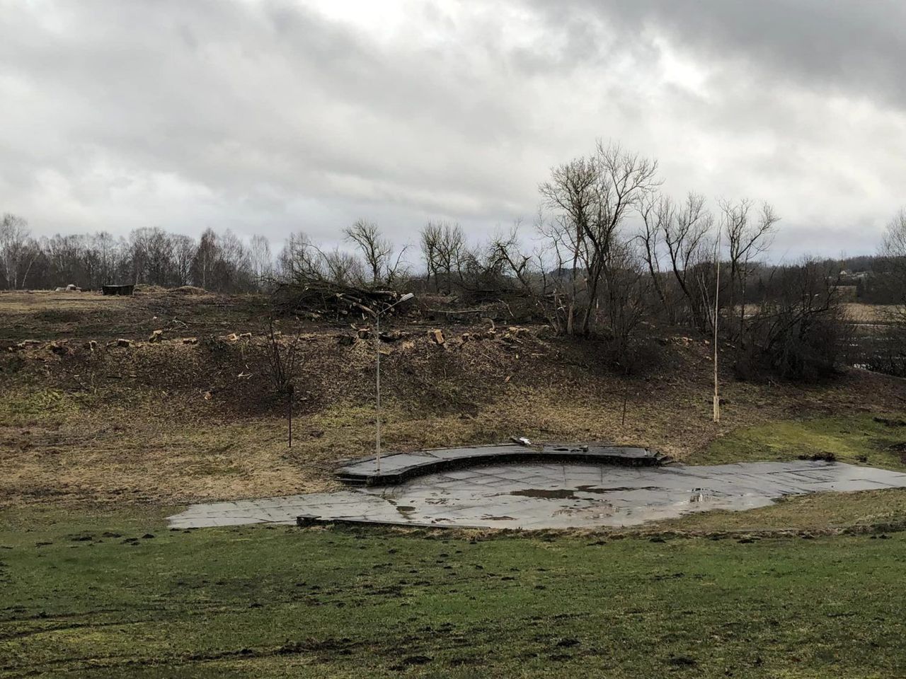 Kāpēc nocirta kokus pie estrādes?