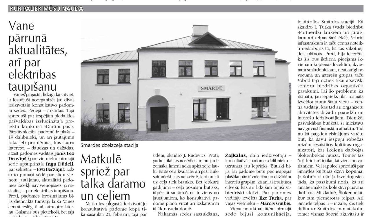 Vānē pārrunā aktualitātes, arī par elektrības taupīšanu