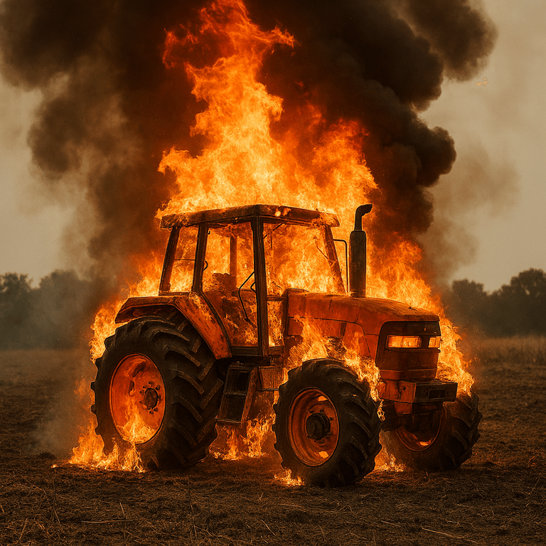 Degot traktoram un riepām, Irlavā cietis cilvēks