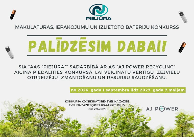 Tukuma un Talsu novada izglītības iestādes aicinātas piedalīties konkursā «Palīdzēsim dabai!»