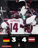 Latvijas U – 20 hokeja izlase iekļūst ceturtdaļfinālā pēc uzvaras pār Vācijas izlasi