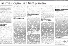 Par investīcijām un citiem plāniem