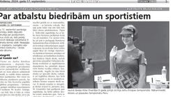 Par atbalstu biedrībām un sportistiem 