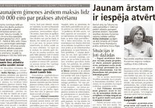 Jaunajiem ģimenes ārstiem maksās līdz 10 000 par prakses atvēršanu