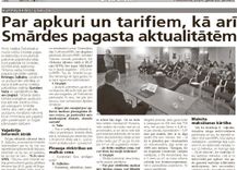 Par apkuri un tarifiem, kā arī citām Smārdes pagasta aktualitātēm