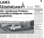 SIA «Lindstrom Prodem» tekstilizstrādājumu ražotne – paplašinās