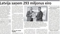 Latvija saņem 293 miljonus eiro 