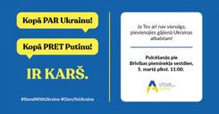 Rīgā notiks gājiens “Kopā par Ukrainu! Kopā pret Putinu!”