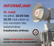 VUGD 31. maijā veiks trauksmes sirēnu pārbaudi