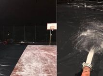 Jaunpilī basketbola laukums pārtop slidotavā