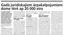 Gadā juridiskajiem ārpakalpojumiem tērē ap 20 000 eiro