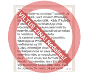 Masveidā WhatsApp izplatās viltus ziņa